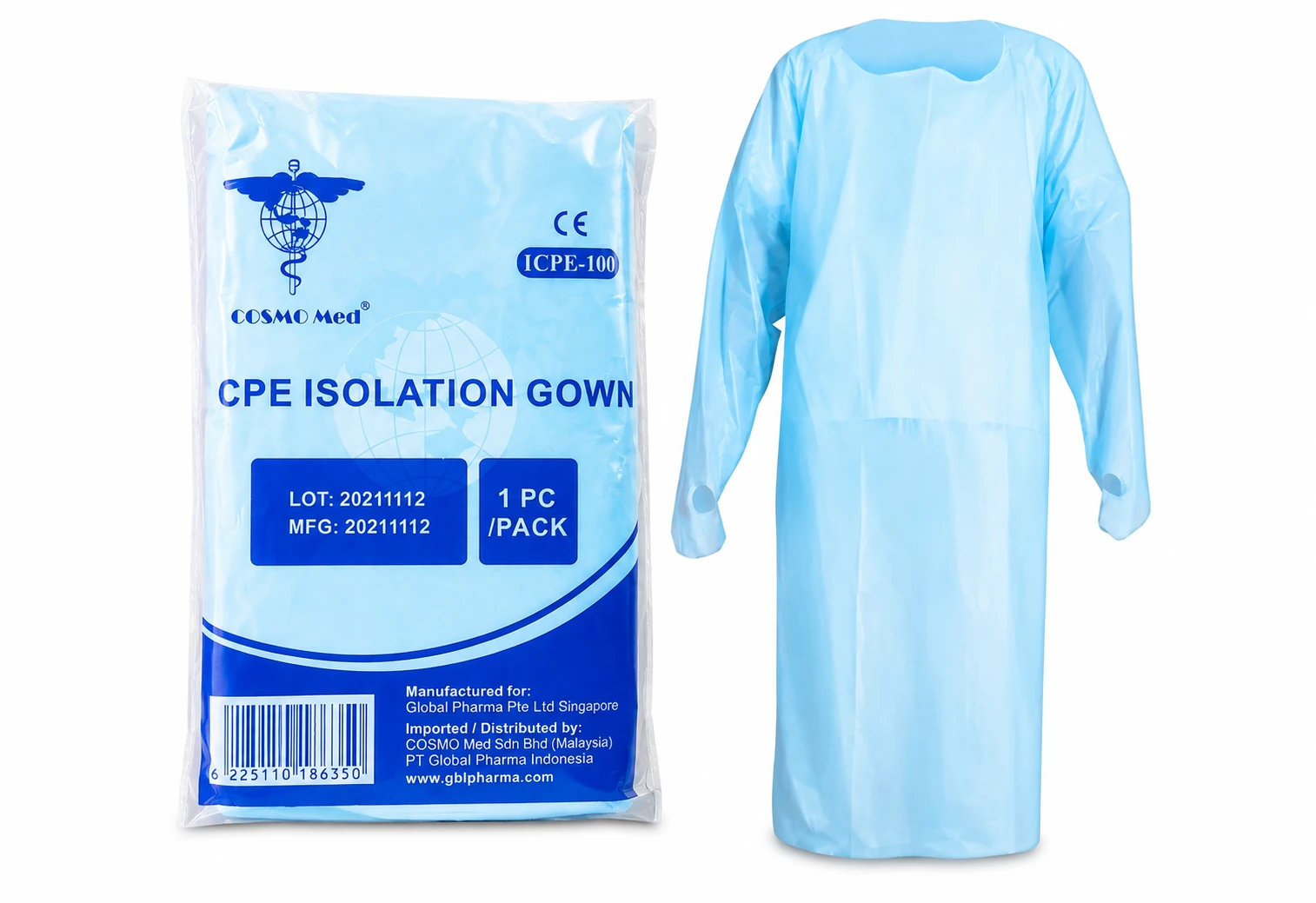 CPE Isolation Gown with Cuff Thumb Holder
